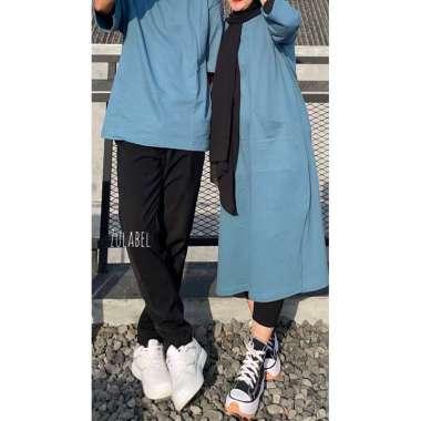Couple Midi Dress dan Kaos Oversize Baby Terry By Zulabel Kaos Oversize Mineral Blue