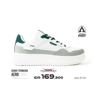 Aerostreet 37-44 Maximo Putih Abu Muda Hijau Tua - Sepatu Sneakers Casual 43