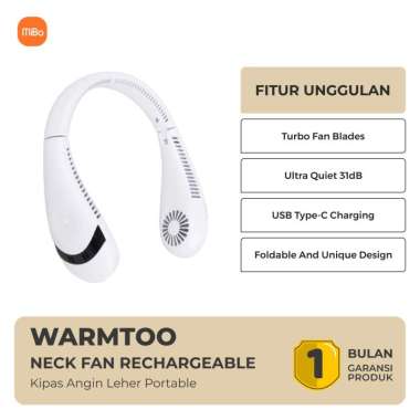 Warmtoo Kipas Angin Leher Portable Neck Fan Rechargeable 5000mAh