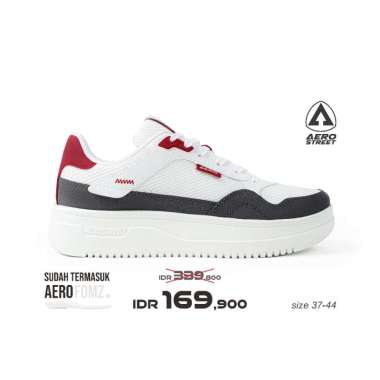 Aerostreet 37-44 Maximo Putih Abu Tua Merah - Sepatu Sneakers Casual 43