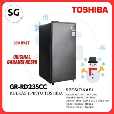 TOSHIBA KULKAS 1 PINTU 185 Liter GR-RD235CC GARANSI 5 THN LOW WATT GRRD235