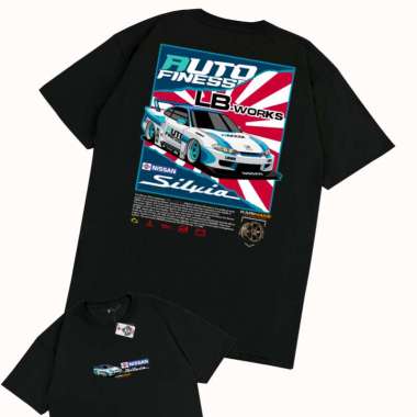 KRMK Kaos T Shirt NISSAN SILVIA S15 AUTO FINESSE LBWK LIBERTY WALK V2 Kaos Otomotif V1 HITAM L