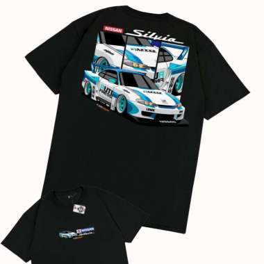 KRMK Kaos T Shirt NISSAN SILVIA S15 AUTO FINESSE LBWK LIBERTY WALK V2 Kaos Otomotif V2 HITAM L