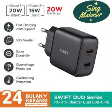 Charger Aukey PA-R1S 20W Dual USB-C PD - 501246