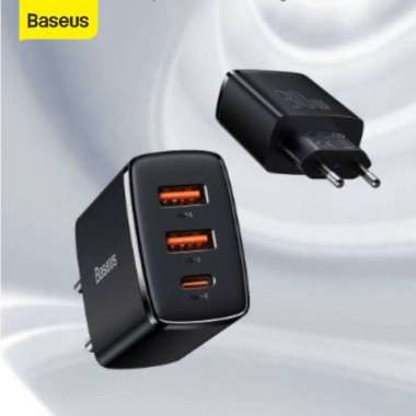 Kepala Charger Baseus Compact Quick Charger 2U+C 30W EU Black
