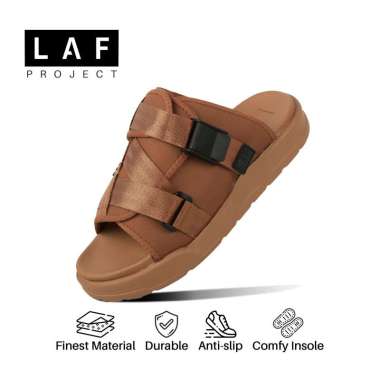 Sandal Slide Pria Wanita Unisex Slip On Ringan Anti Slip Selop Distro Kekinian Oryx Full Brown LAF P