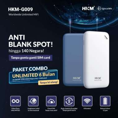 Modem Wifi 4G HKM Glocalme G009 Free Internet Unlimited 6 Bln Putih