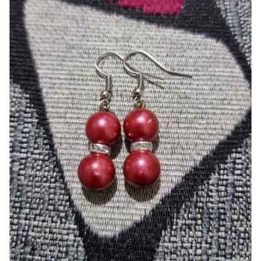 Anting Mutiara / Anting Hijab Mutiara Mutiara Merah
