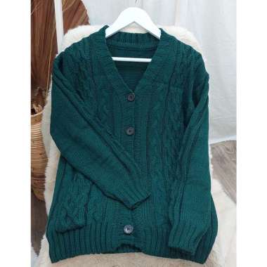 ZS CABLE CARDY kardigan rajut kepang jumbo wanita panjang cardigan kancing oversize tebal terbaru im