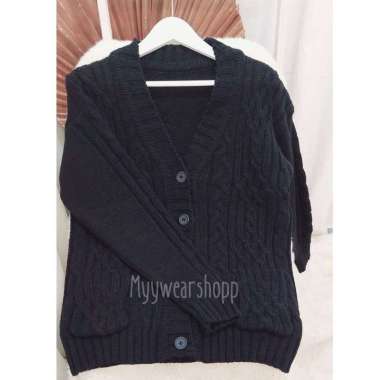 ZS CABLE CARDY kardigan rajut kepang jumbo wanita panjang cardigan kancing oversize tebal terbaru im