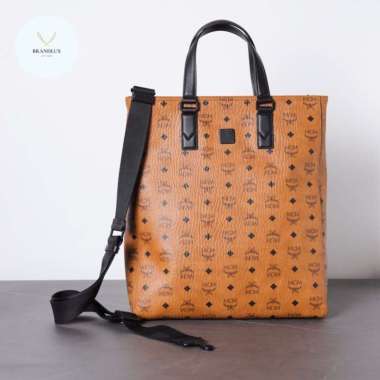 MCM Medium Klassik Shopper Tote Bag in Cognac - 100% Authentic