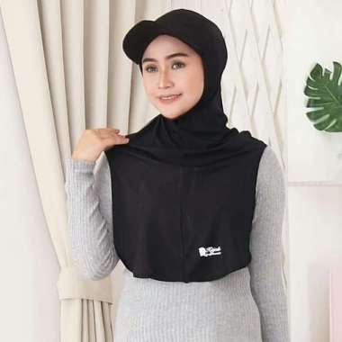 HITJAB - New! Topi Hijab Sport Instant Long Runner TOPI HITAM