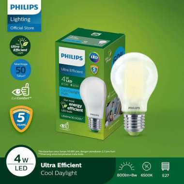 Philips LED Bulb Ultra Efficient – 4W E27 6500 Cool Daylight White