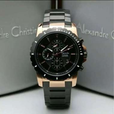 Jam Tangan Pria Alexandre Christie AC 6141 Rosegold Black Chronograph Original Garansi Resmi 1 Tahun