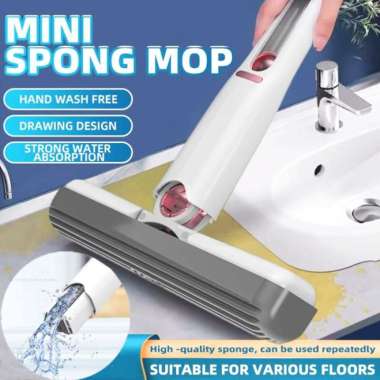 Alat Pel Mini Mop Lipat Portable Pembersih Jendela Kaca Rumah WC Mobil