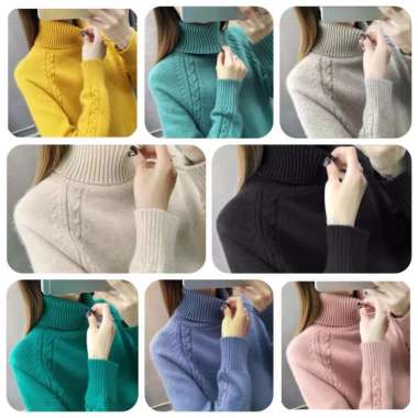 VERISH WOMAN SLIM TURTLENECK KNIT TOP BELLA WINTER AUTUMN OUTFIT BAJU RAJUT WANITA MUSIM DINGIN COKL
