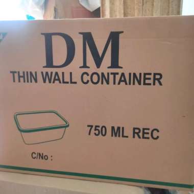 1 Dus Thinwall DM 750Ml Food Container Persegi Panjang Food Grade Multicolor