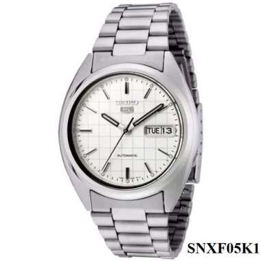JAM TANGAN PRIA SEIKO 5 SILVER WHITE AUTOMATIC ORIGINAL GARANSI RESMI 1 TAHUN SNXF05K1