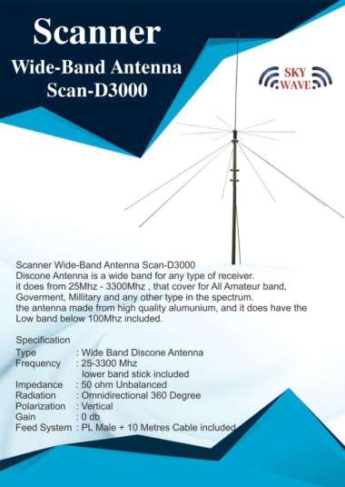 ANTENA UNTUK SCANNER RECEIVER DISCONE OMNI WIDEBAND ORI