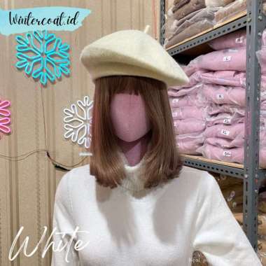 VERISH Beret Hat Import Fuji wool topi winter hangat beanie kupluk murah topi beret korea wul rajut 