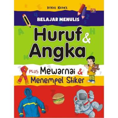 Belajar Menulis Huruf dan Angka Mernai & Menempel Stiker