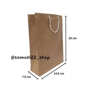 Paper Bag / Paperbag / Tas Kertas Mini Coklat Polos Kraft 20x14x7