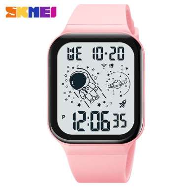 Jam Tangan Pria & Wanita Digital SKMEI 1863 Pink White Water Resistant 30M