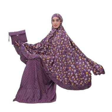 Mukena Rayon Handprint Motif Bunga Polkadot Mukena Dewasa Adem Murah kode d