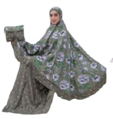 Mukena Rayon Handprint Motif Bunga Polkadot Mukena Dewasa Adem Murah hijau