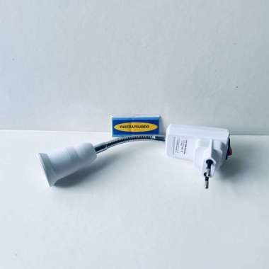 COLOKAN LISTRIK FLEKSIBEL FITTING LAMPU E27 CONVERTER SWITCH ON OFF EU PLUG PORTABLE ELASTIS LAMP HO