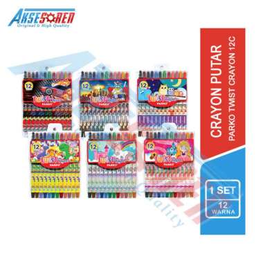 Aksesoren Krayon Putar Panjang [Parko] / Crayon Twist 12 Warna / Alat Menggambar Anak 12 Warna Panja