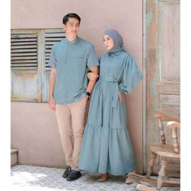 Gamis couple Alaya couple muslim dress muslim kemeja cowok baju Koko gamis pasangan baju couple gamis kapel gamis kondangan couple biru muda