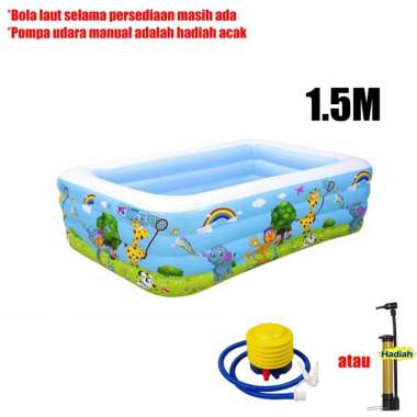 1.5M Kolam Renang Anak Jumbo 3Rings Kolam Renang Keluarga Tiup Besar F 1.5m+Pompa