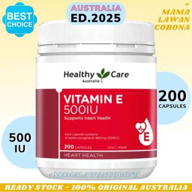 Healthy Care Vitamin E 500IU 200 Kapsul 500 IU Capsules Vit E Caps