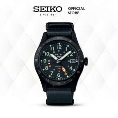 Seiko 5 Sports SSK025K1 SSK025 Automatic Black Dial Black Leather Strap