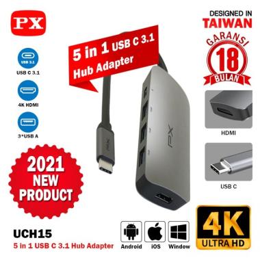 USB HUB Type C to HDMI Converter Adapter for HP Laptop 5 In 1 PX UCH15 - UCH15 ORIGINAL 100 % Multic