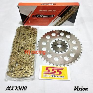 Gear Set SSS Vixion Old / New Vixion NVL NVA rantai TK Racing 428HS Gold Chrome