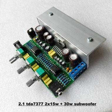 Modul 2.1 TDA7377 Power Amplifier 2x 15W Plus 2x 4558 Filter Subwoofer
