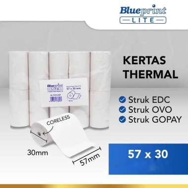 KERTAS THERMAL / PAPER ROLL CORELESS 57x30mm