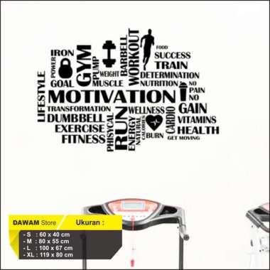 Wall Sticker Gym Sticker Dinding Fittness Quote Motivation S 60 x 40