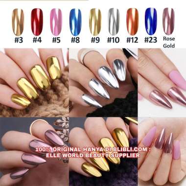 KUTEK KUTEX KUTEKS CUTEK GEL UV NAIL CHROME METALIK KROM NAIL POLISH SERBUK KUTEK KUKU LOGAM BUBUK K