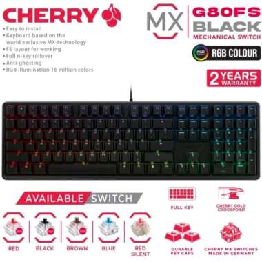 CHERRY MX G80-3000S FS RGB Black Mechanical Gaming Keyboard MX Red Silent