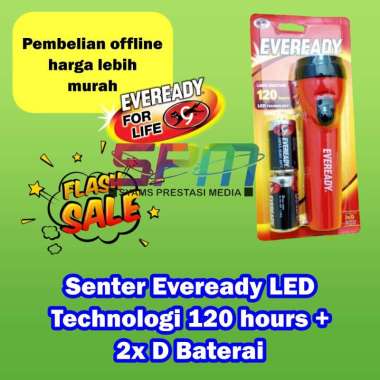 Senter Eveready LED Technologi 120 hours bonus 2x D Baterai Flashlight