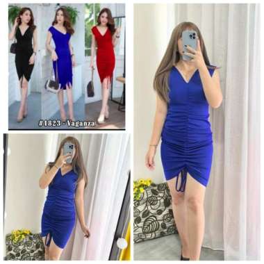1823 Mini Dress/Dress Sexy/Dress Party/Dress Vaganza/Dress Korea Biru - L