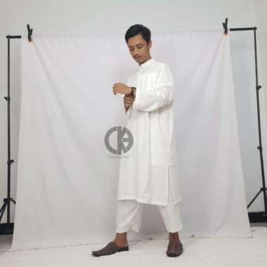 ALHAJJ Pakaian Pria Pakistan Koko Kurta Set Stelan Umroh Pakistan Pria L Putih
