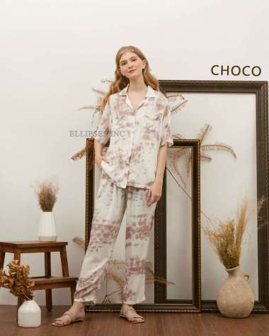 ELLIPSESINC Piyama Tie Dye / Set Piyama Tie Dye Lengan Pendek / Tie Dye Pajamas CHOCO XL