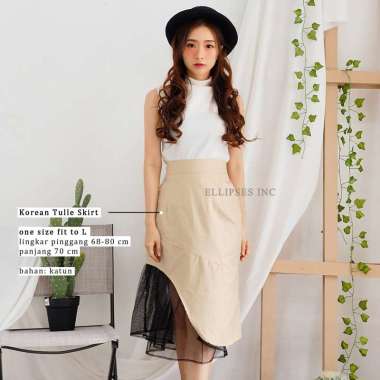 ELLIPSESINC Rok Korean Tulle Skirt L CREAM