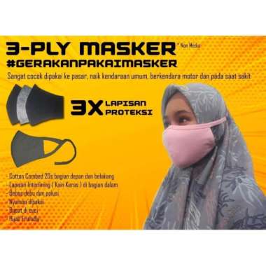 Masker Hijab Kain Cotton Combed 20s 3ply Biru