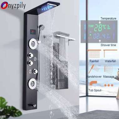 Paket Shower Tiang Set Mandi Lengkap Bathroom Sower Panel LED Hitam