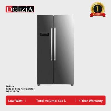 Kulkas 2 Pintu Delizia Side by Side Refrigerator DRH21RDIX